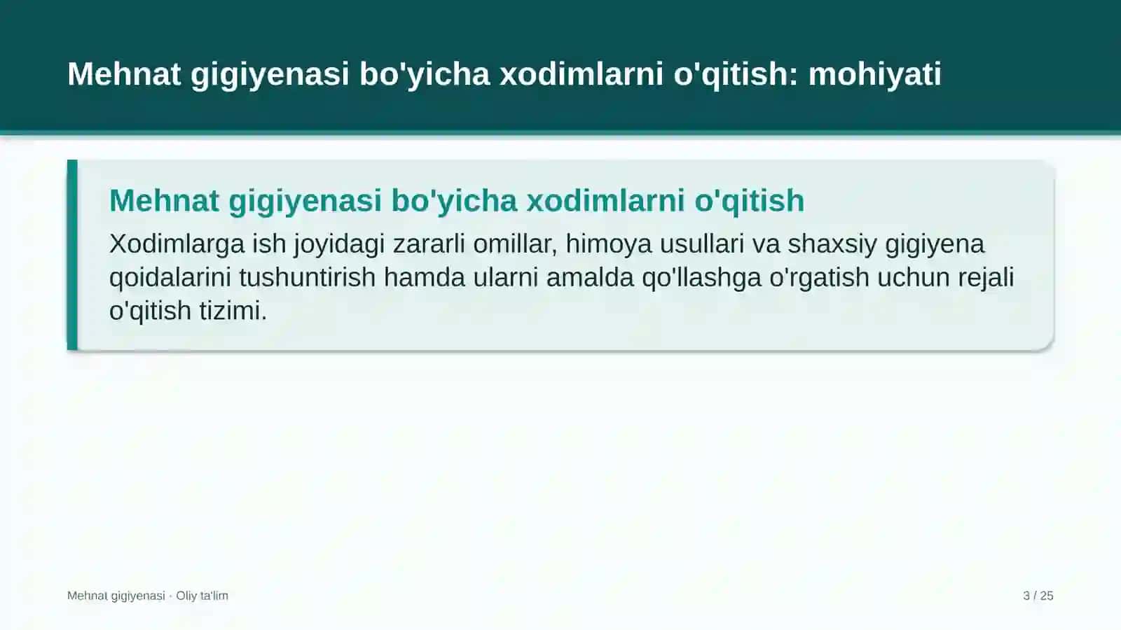 mediatsiya markazlarida mehnat gigiyenasi bo'yicha xodimlarni o'qitish 2682 3