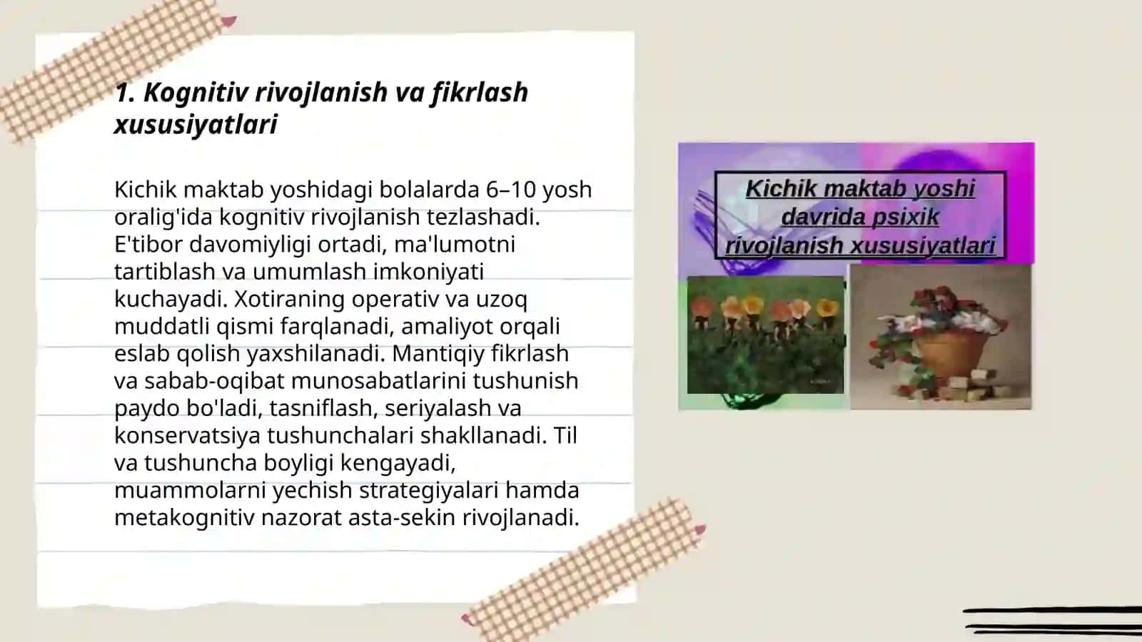 Kichik maktab yosh davridagi psixik rivojlanish xususiyatlari 3