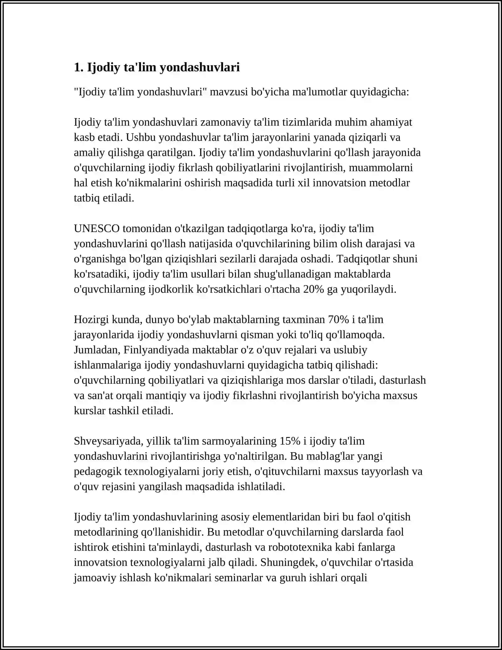 PEDAGOGIK IJODKORLIK. PEDAGOGIK MADANIYAT 3