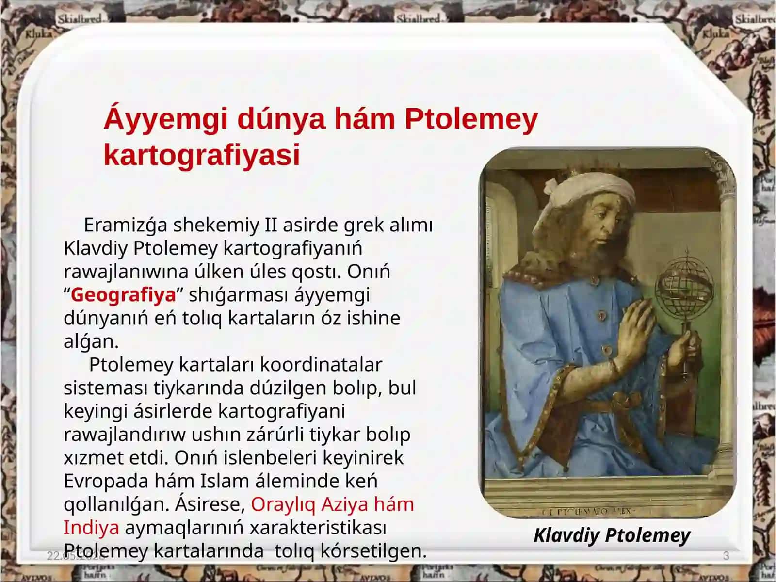 Tariyxıy Kartografiyanıń baslanıwı 3