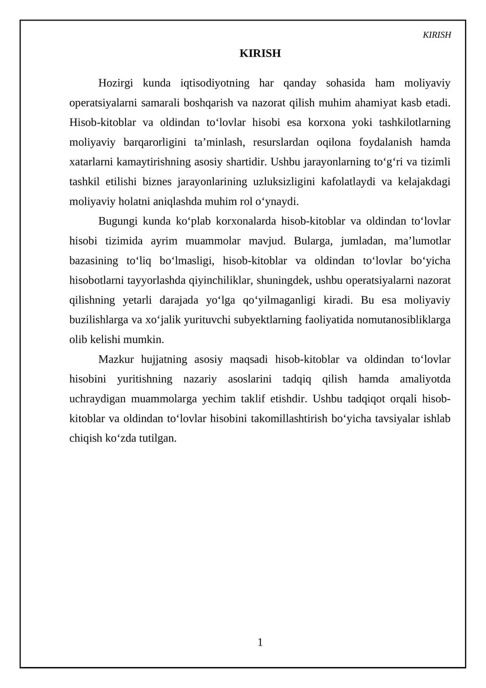 Hisob kitoblar va oldindan toʻlovlar hisobi 3