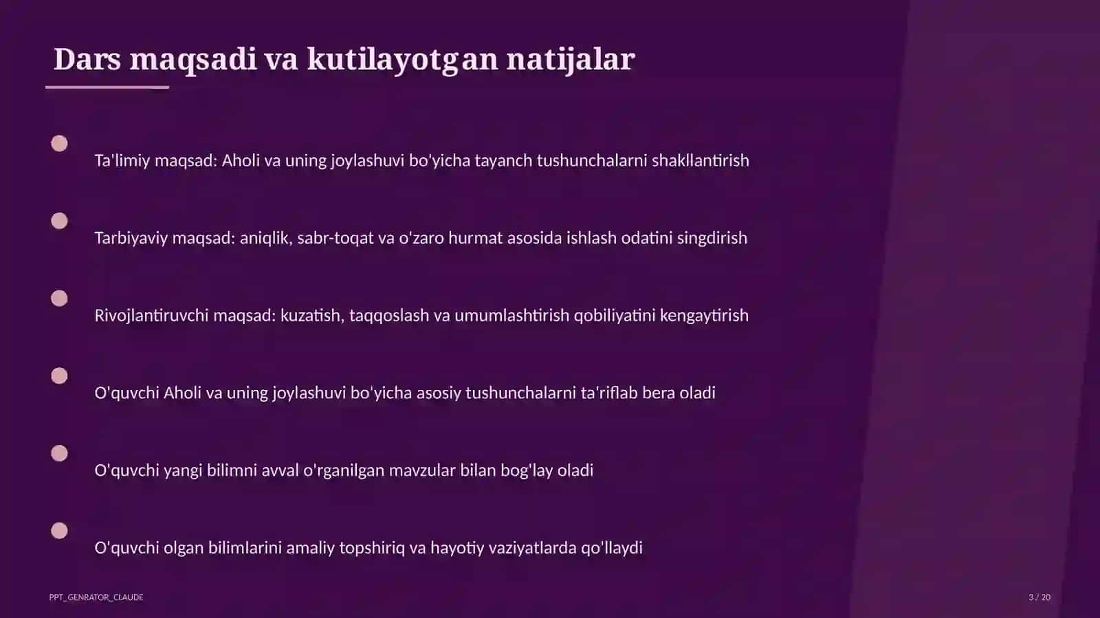 Aholi va uning joylashuvi (6-sinf) 3