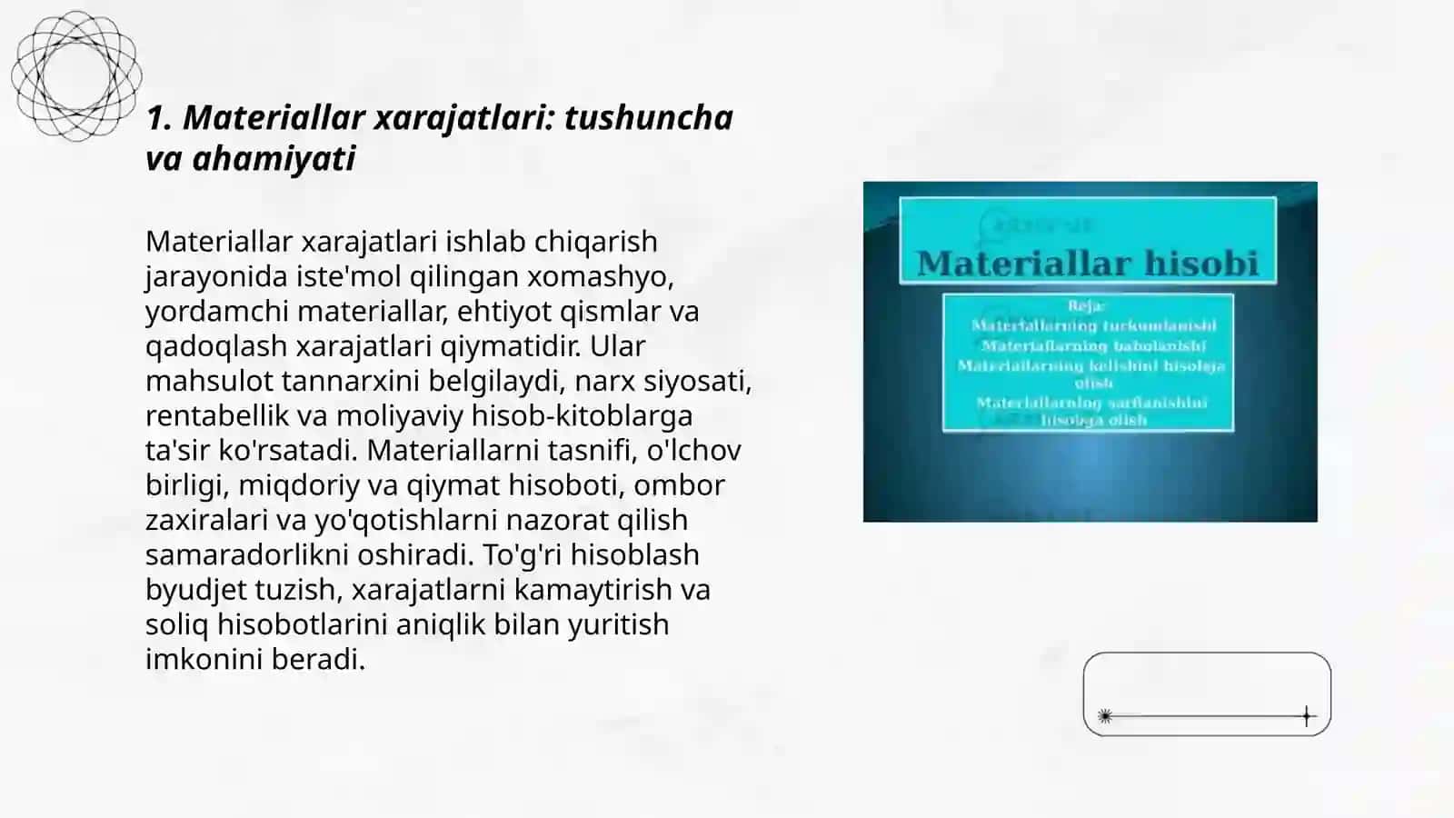 Materiallar xarajatlar hisobi 3