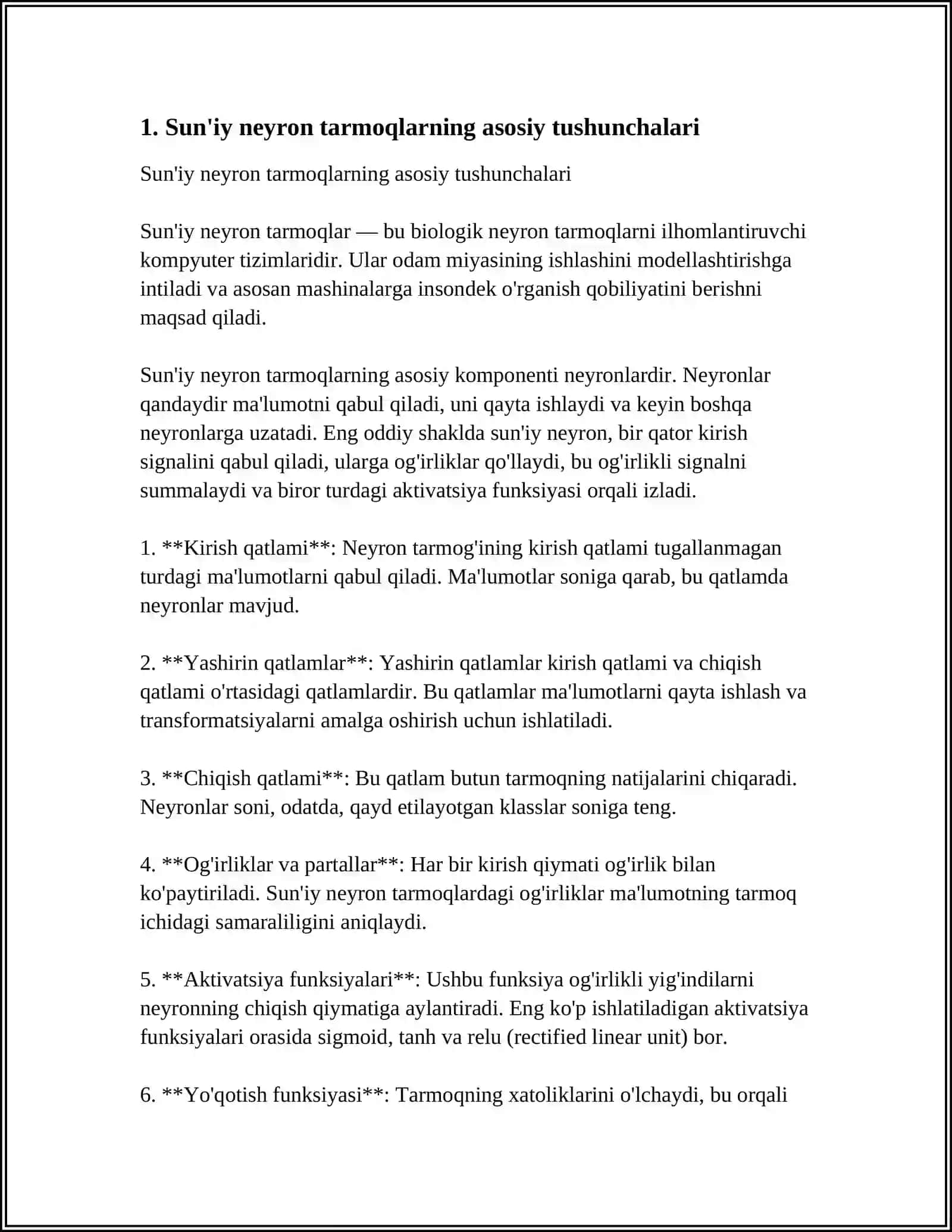 SUN'IY NERON TARMOQLAR 3