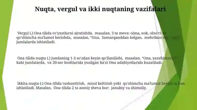 Ona tilida tinish belgilarining ishlatilishi 3