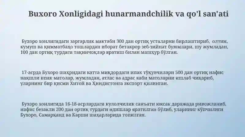 Buxoro xonligida madaniy hayot (XVI-XVIII asr 1-yarmi) 3