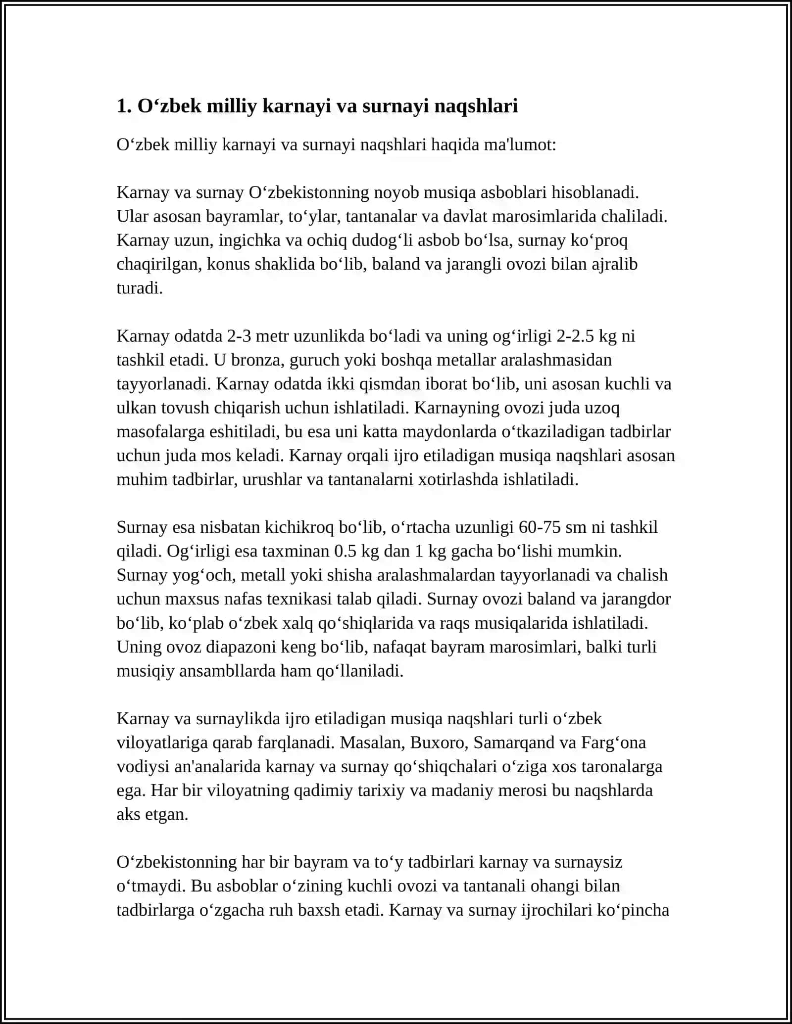O'zbek milliy karnayi va surnayi naqshlari 3