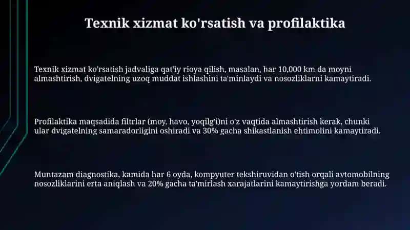 Avtomabil transport vositalarining xizmat muddatini oshirish usullari 3