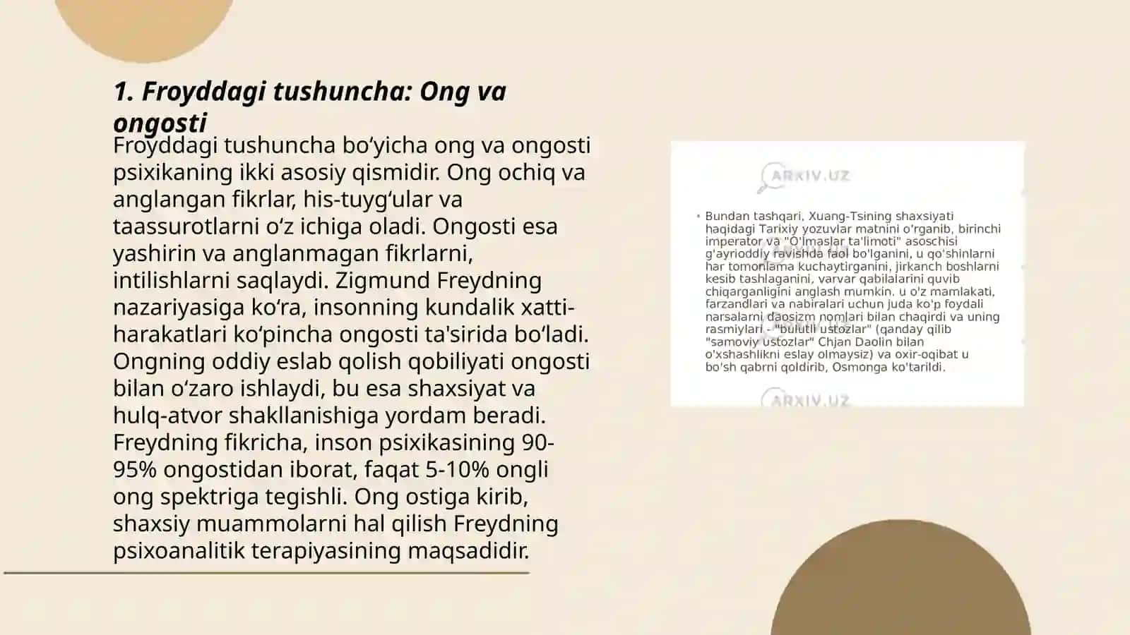 Freydizm ta'limoti. Psixoanaliz 3