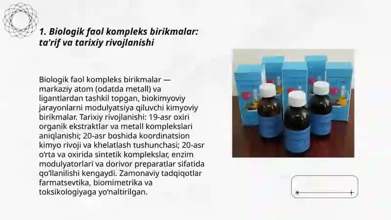 Biologik faol kompleks birikmalar 3