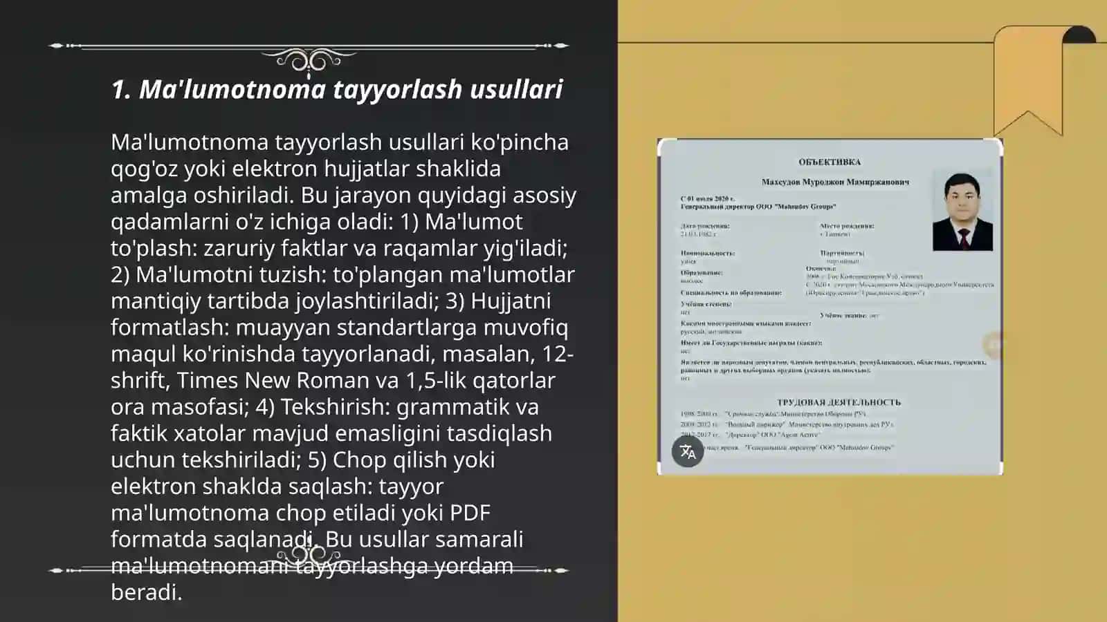 Ma'lumotnoma tayyorlash usullari 3