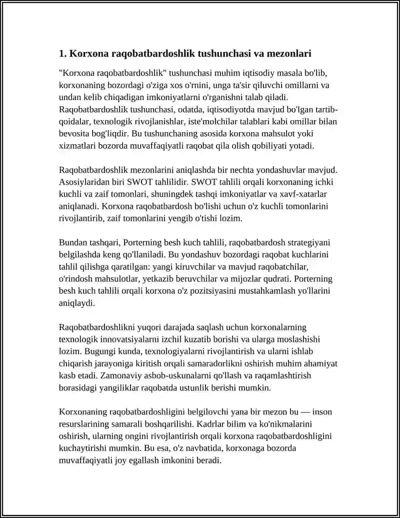 Korxona raqobatbardoshlik 3