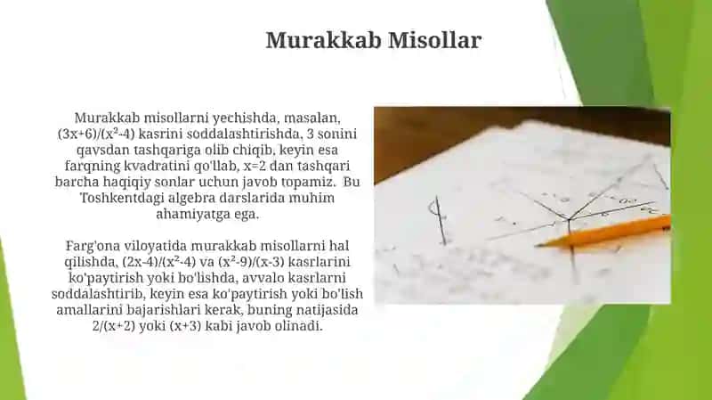 Algebraik kasrlarni koʻpaytirish va boʻlish 3