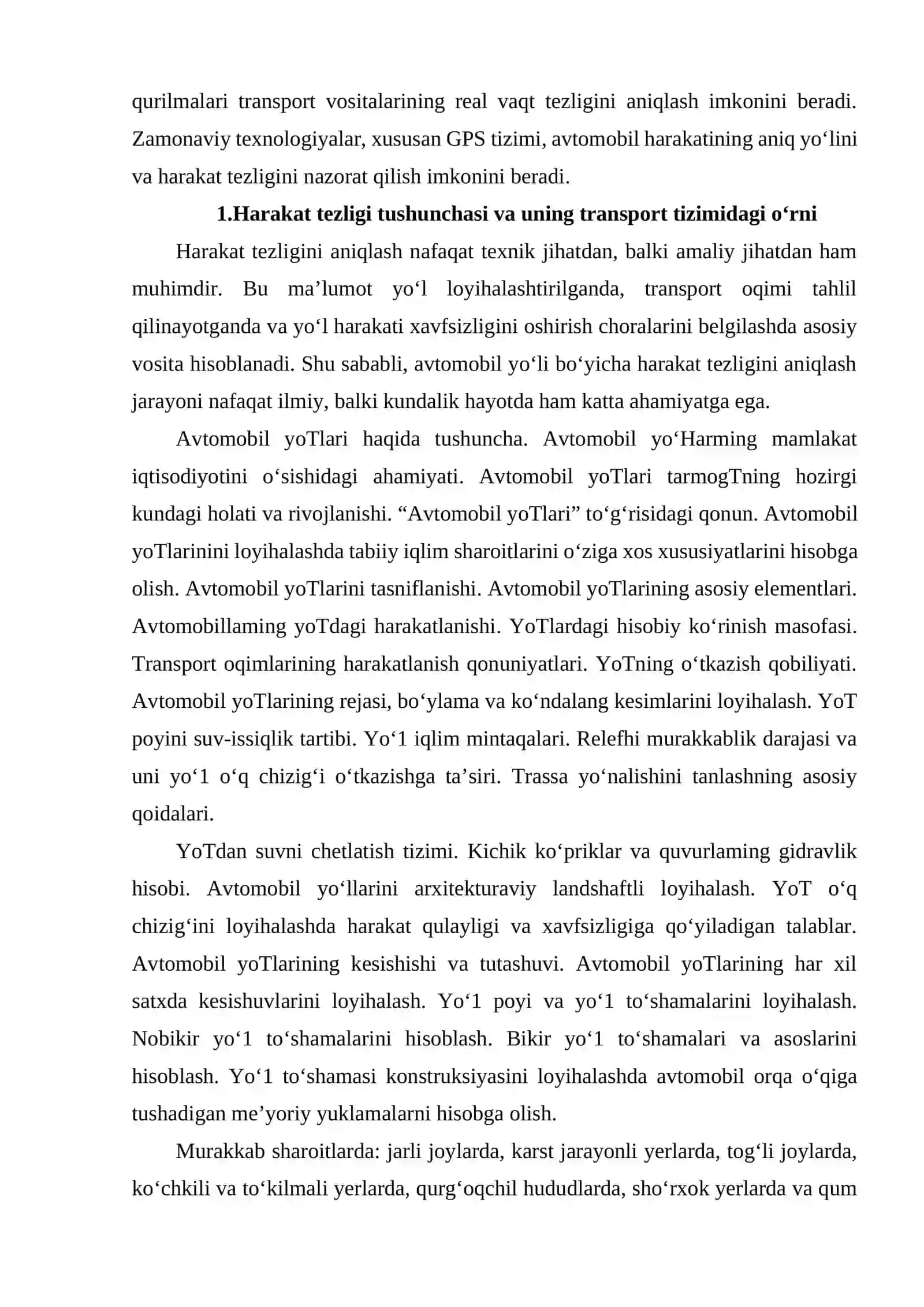 AVTOMOBIL YO‘LI BO‘YICHA HARAKAT TEZLIGINI ANIQLASH 3