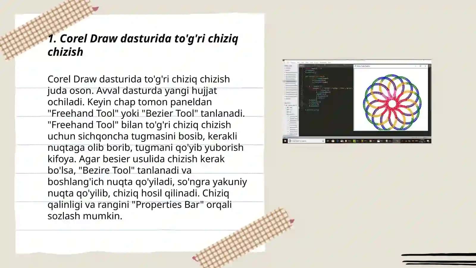 Corel Draw dasturida to'g'ri chiziq chizish 3