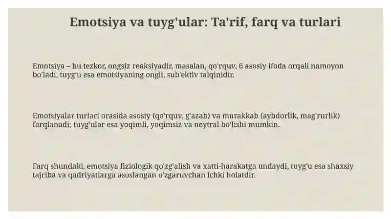 Emotsiya va Tuyg'ular 3