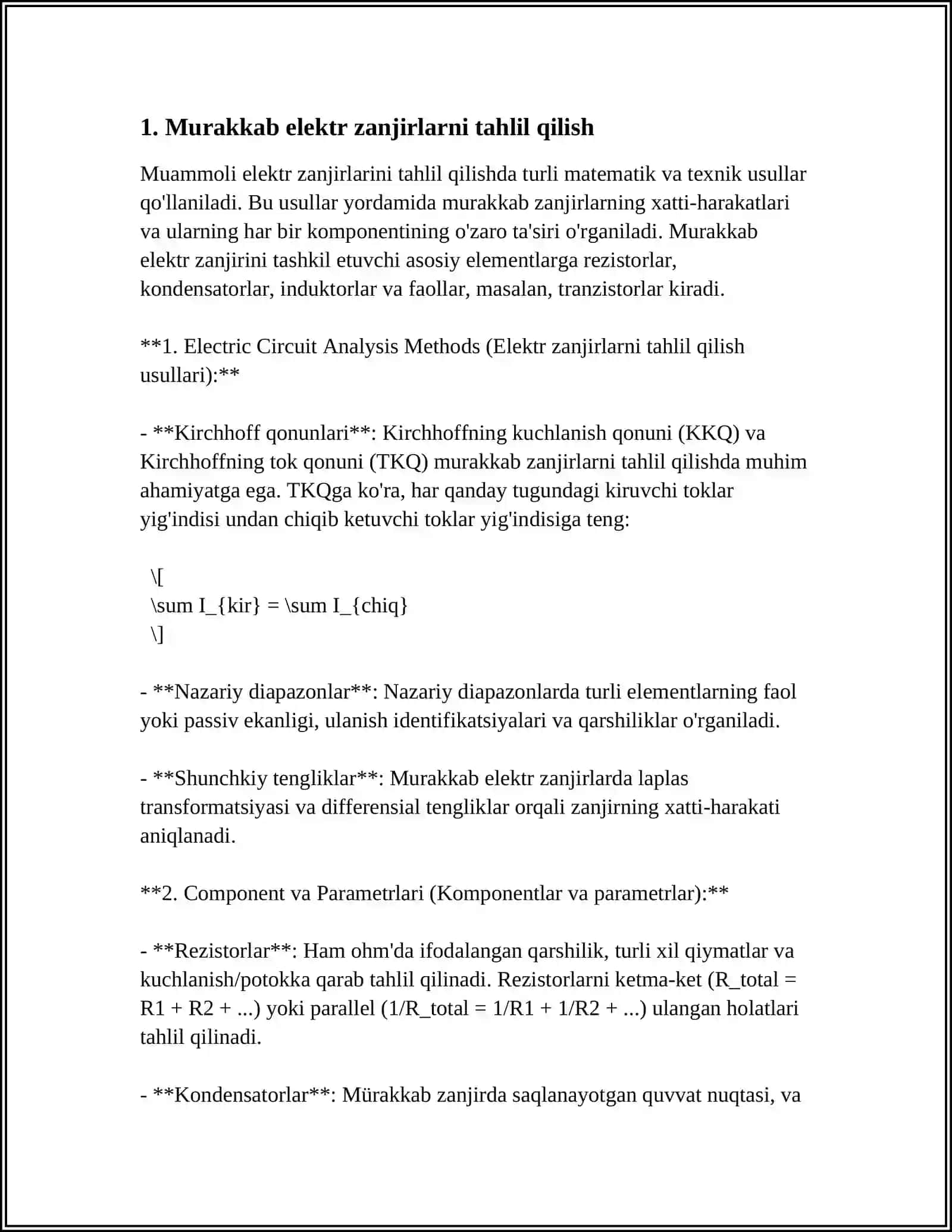 Murakkab elektr zanjirlarni tahlil qilish 3