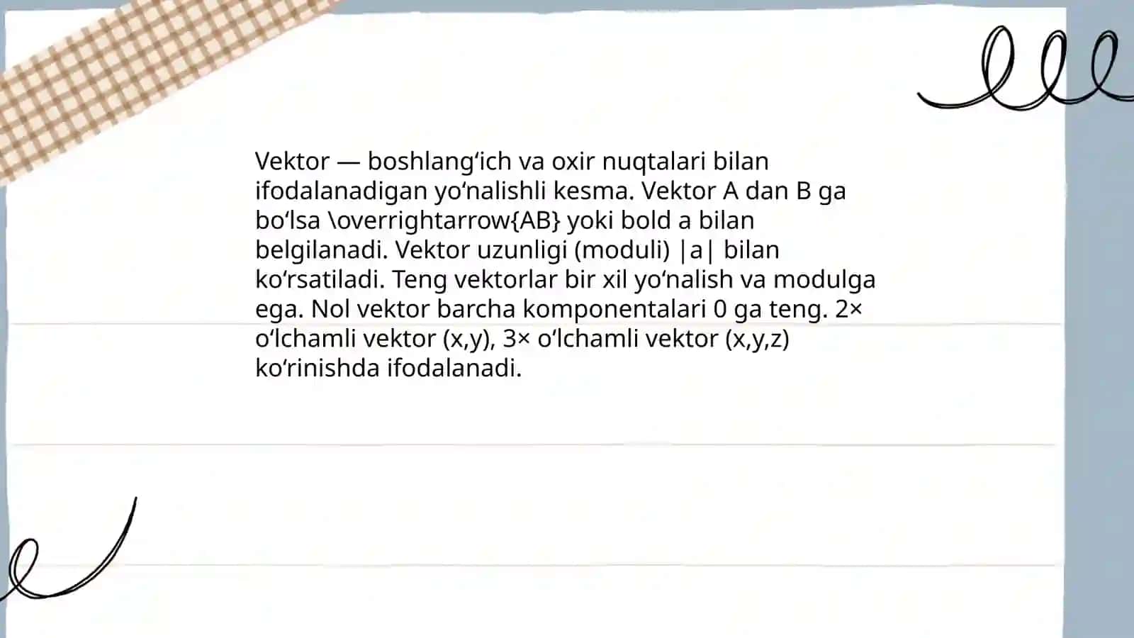 Vektorlar. Vektorlar koordinatalari 3