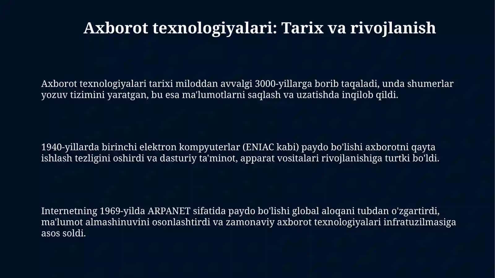 Axborot texnologiyalarining rivojlanishi 3