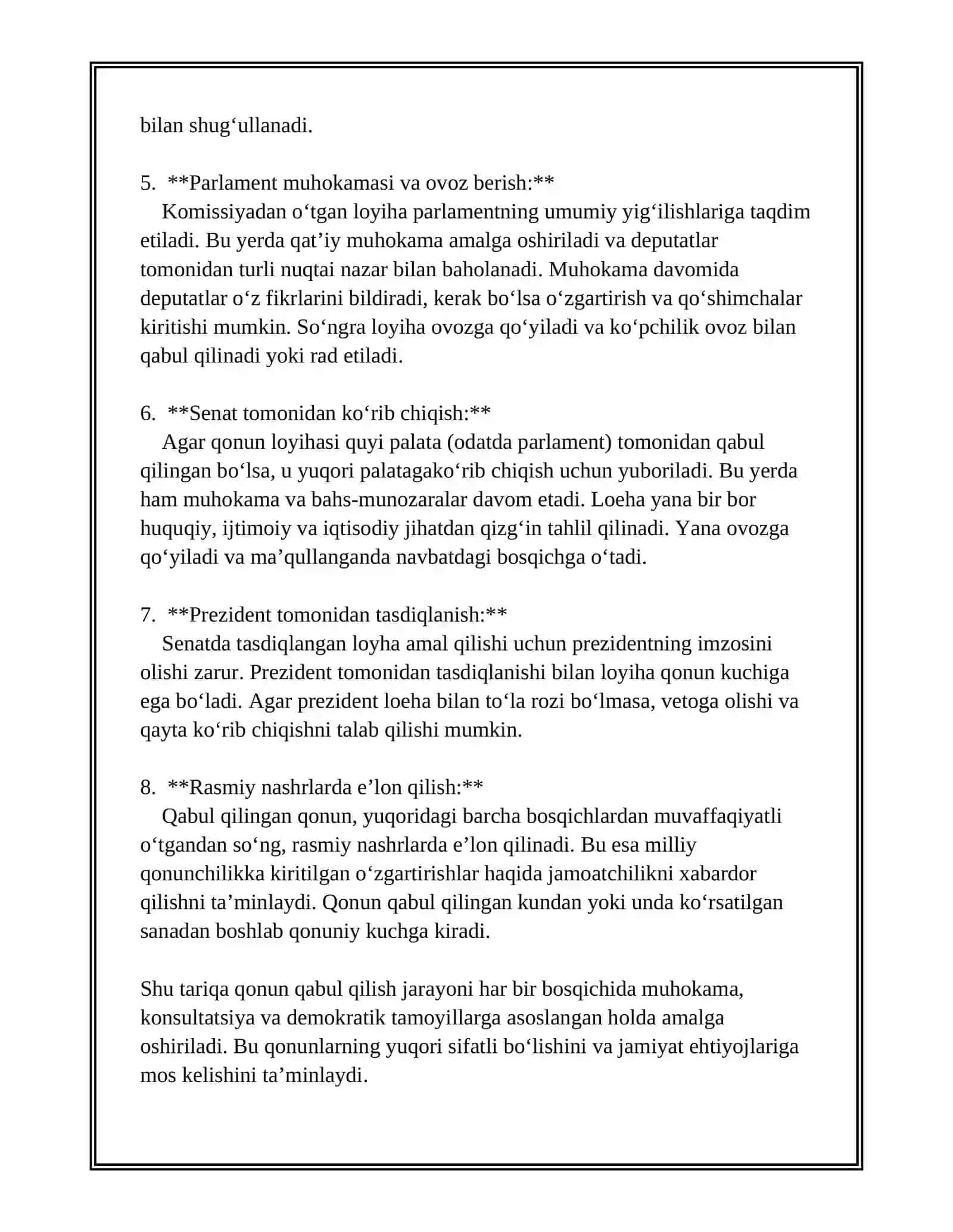 Qonun Qabul Qilish Jarayoni 3
