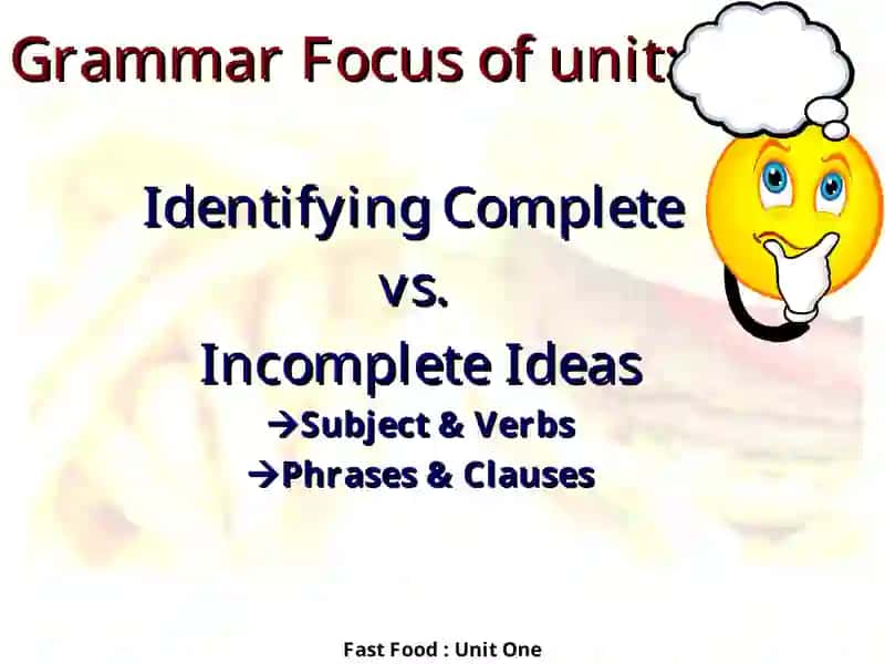 Fast Food: Unit One 3