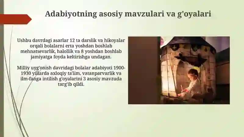 Milliy uyģonish davri òzbek bollalar adabiyoti 3