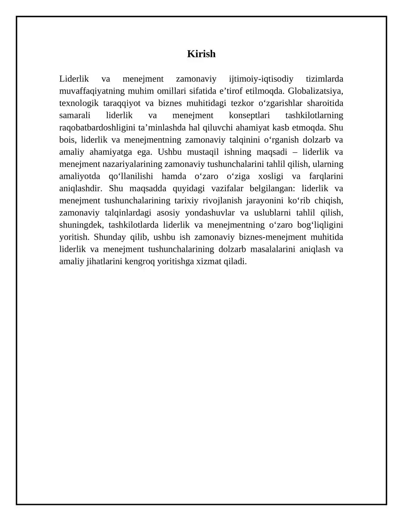 Liderlik va menejment:Zamonaviy Talqin 3
