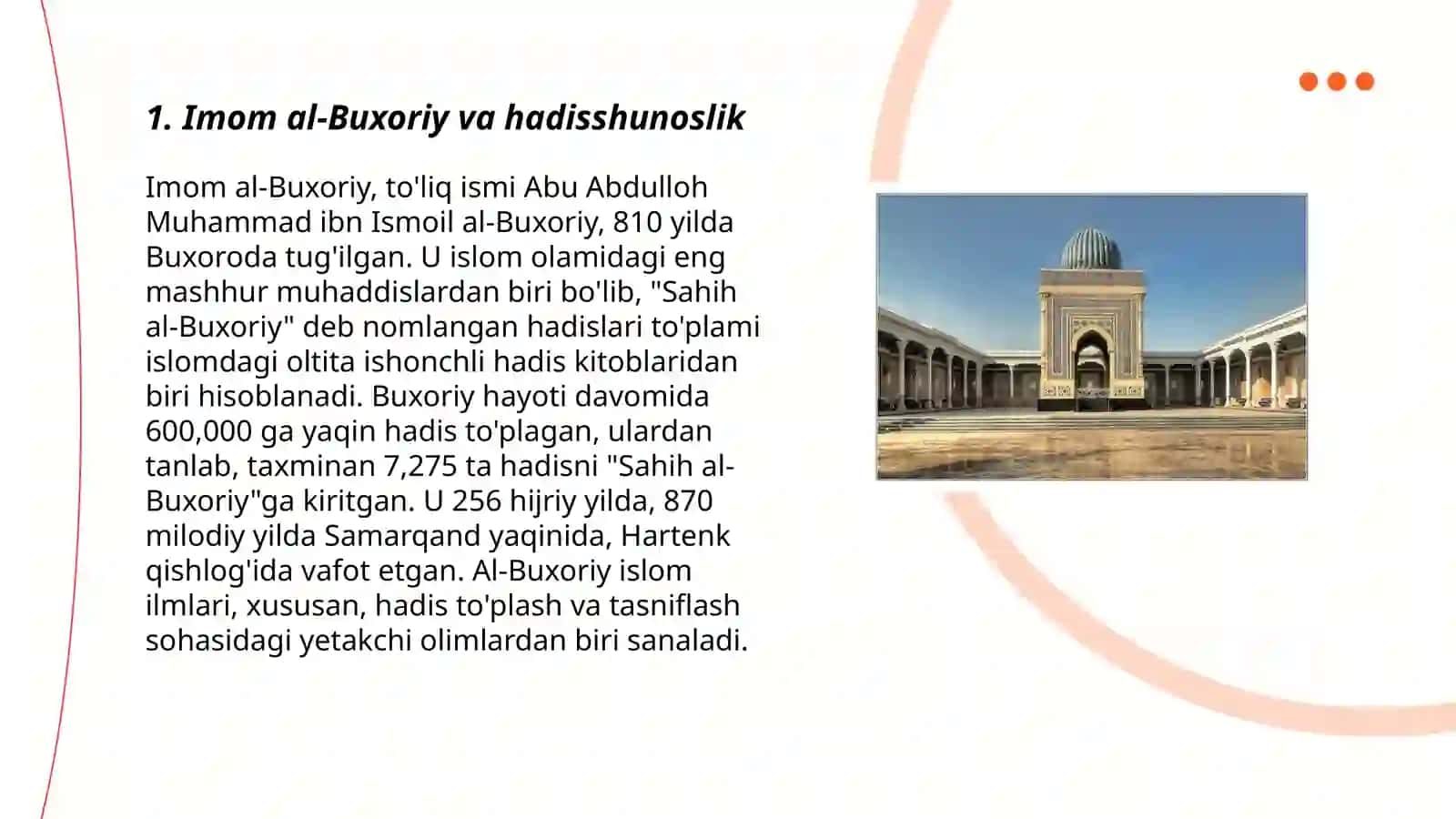 Islomiy ilmlar rivojida Imom al-Buxoriyning o‘rni 3