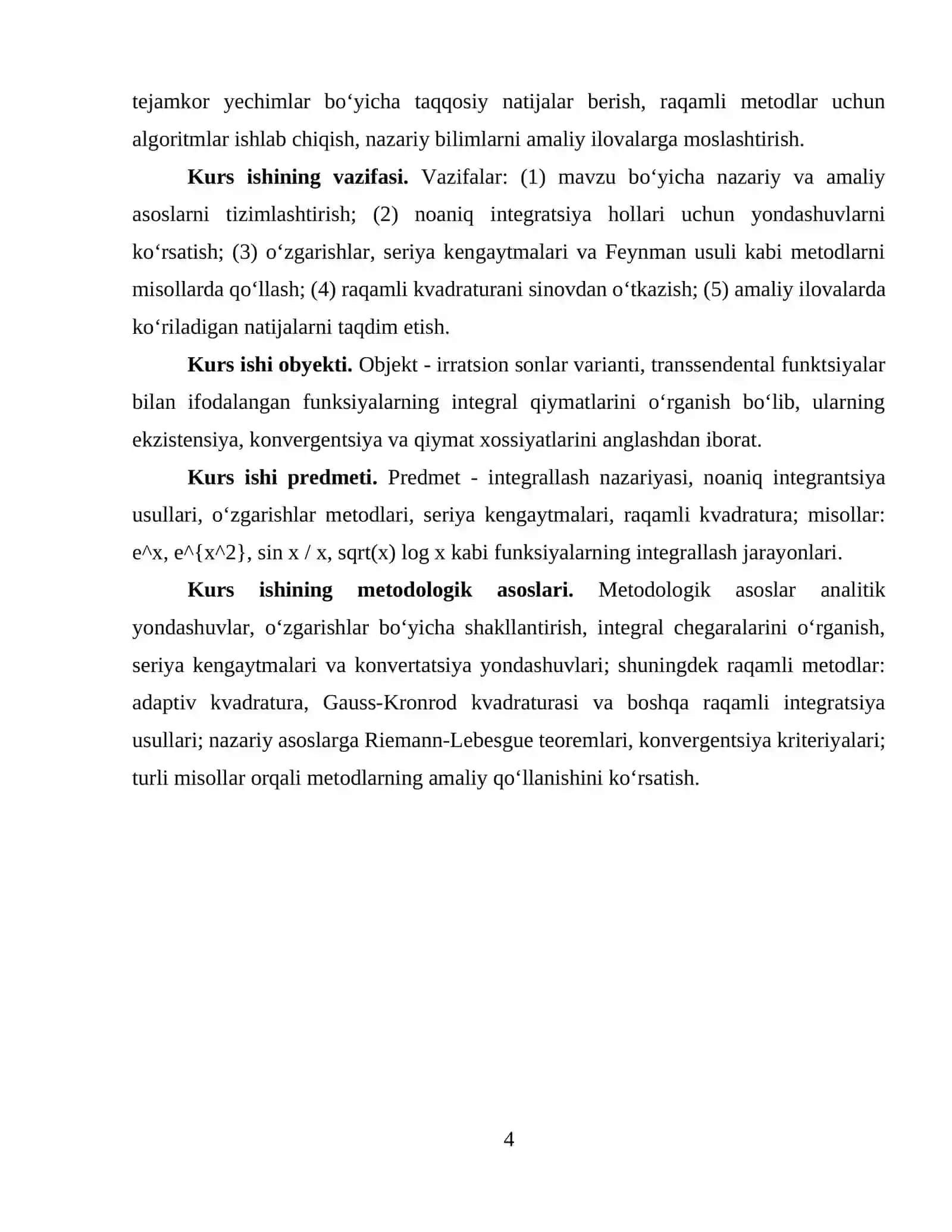 Irratsional va transendent ifodalarni integrallashga (KURS ISHI) 3