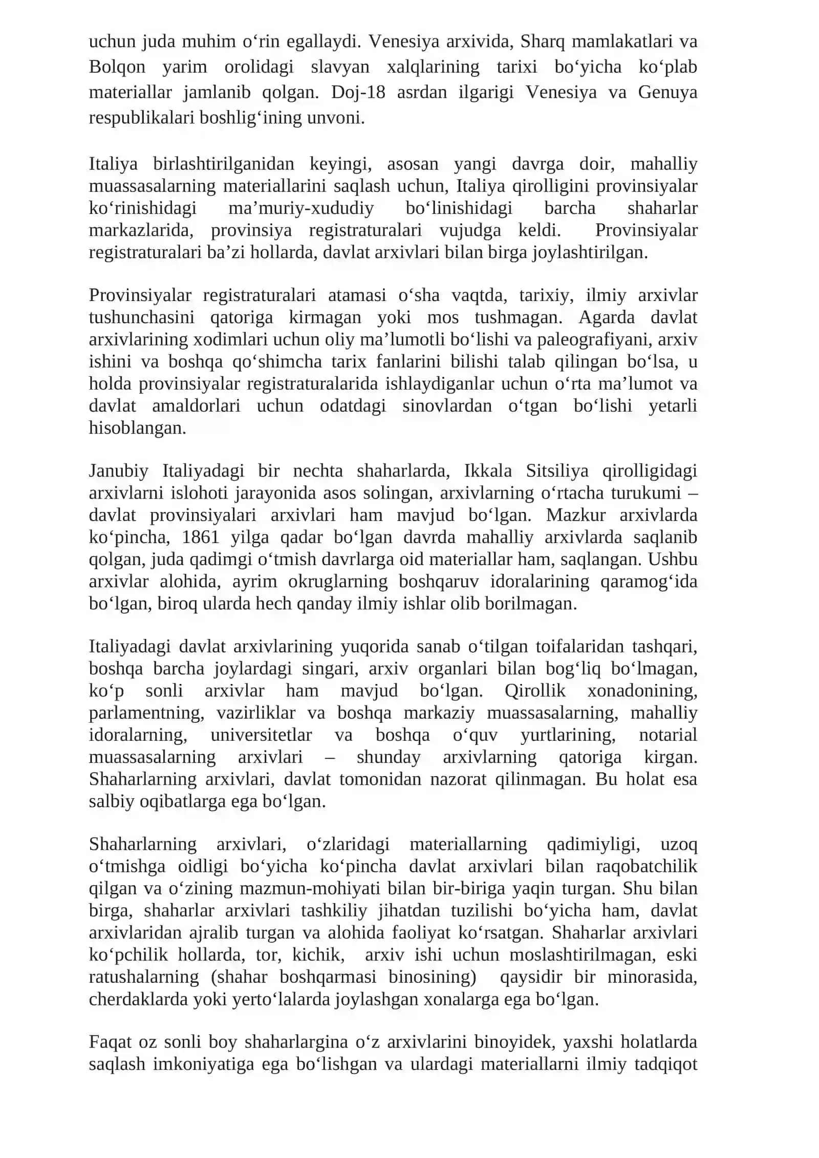 XIX–XX asr boshlarida Italiyada arxivlarni markazlashtirilishi 3