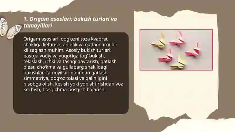 Origam asoslari: bukish turlari va tamoyillari 3