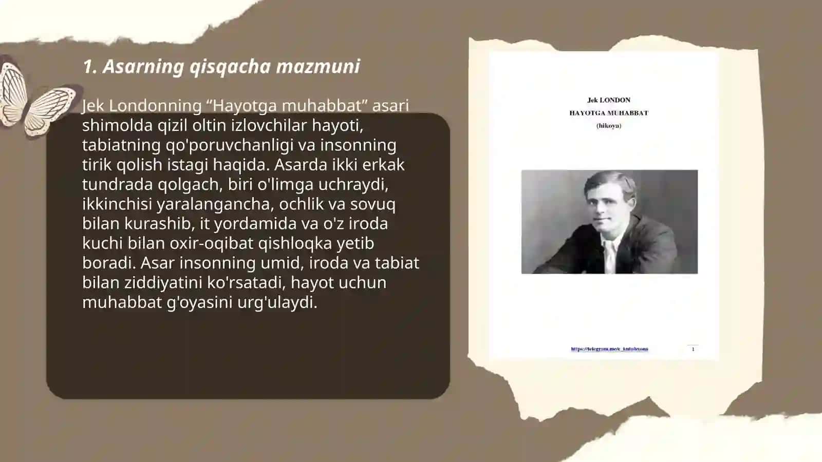 Jek Londoni “Hayotga muhabbat” asari 3