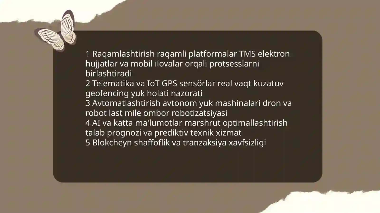 Yuklarni tashish sohasidagi tendensiyalarni o'rganish 3