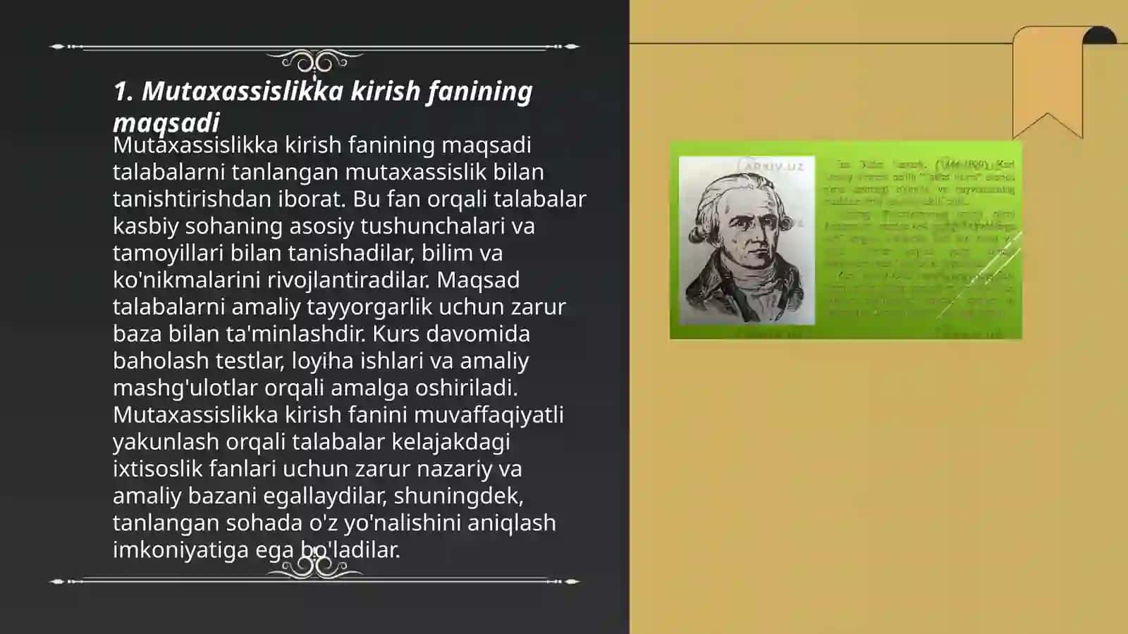 Mutaxassislikka kirish fanining maqsad va vazifasi 3