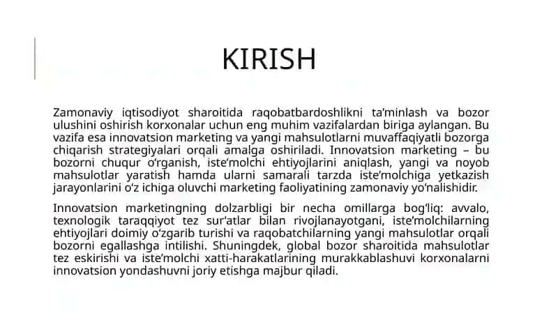 Innovatsion marketing va yangi mahsulotlarni bozor qachon chiqarish strategiyalari 3