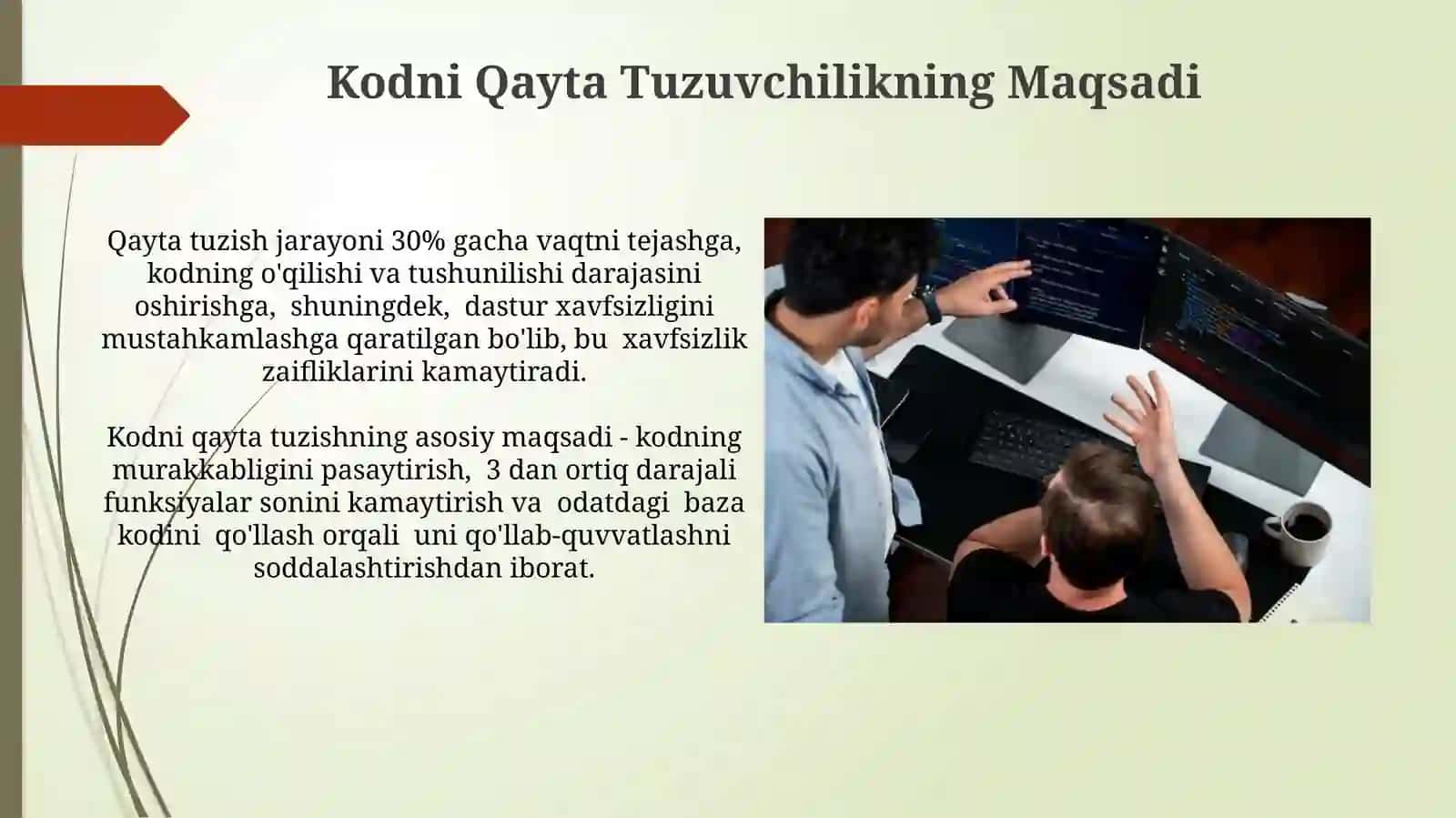 Dastur kodini qayta ko'rib chiqish va qayta ishlash 3