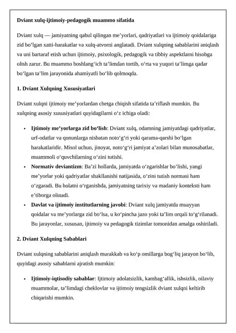 Dviant Xulq-Ijtimoiy-Pedagogik Muommo 3