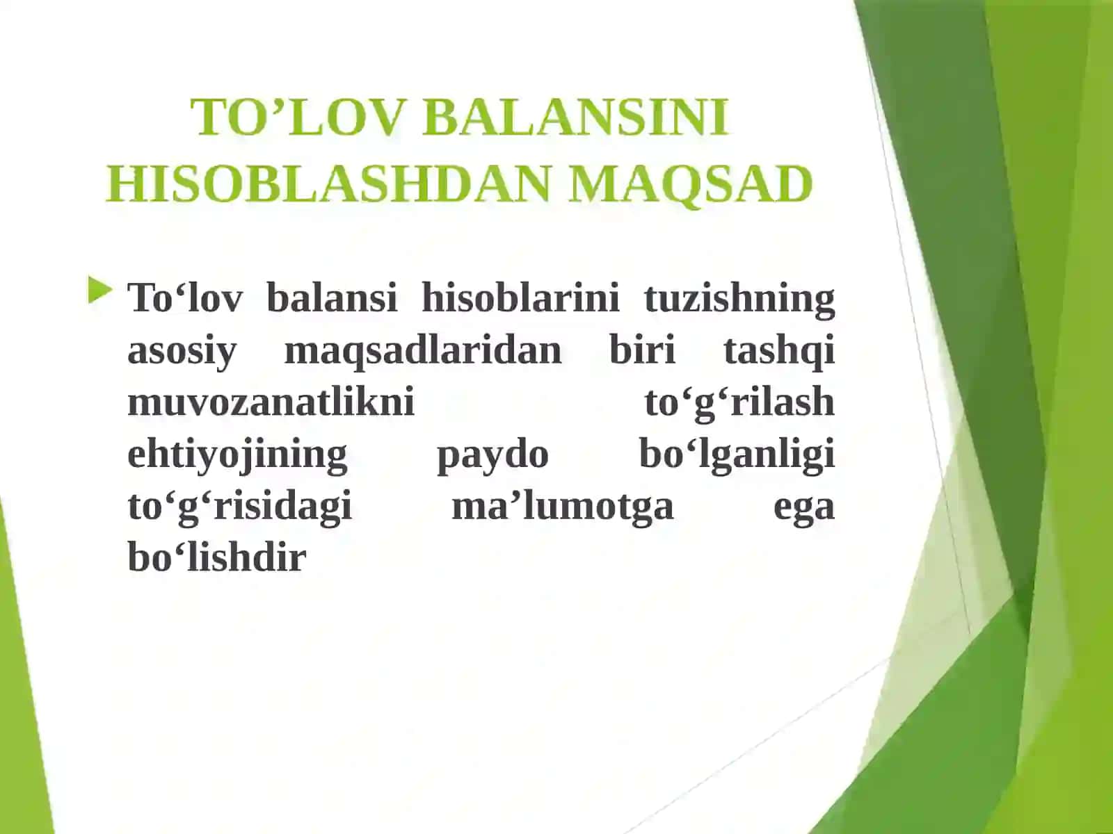 TO‘LOV BALANSINING IQTISODIY TAHLILI 3