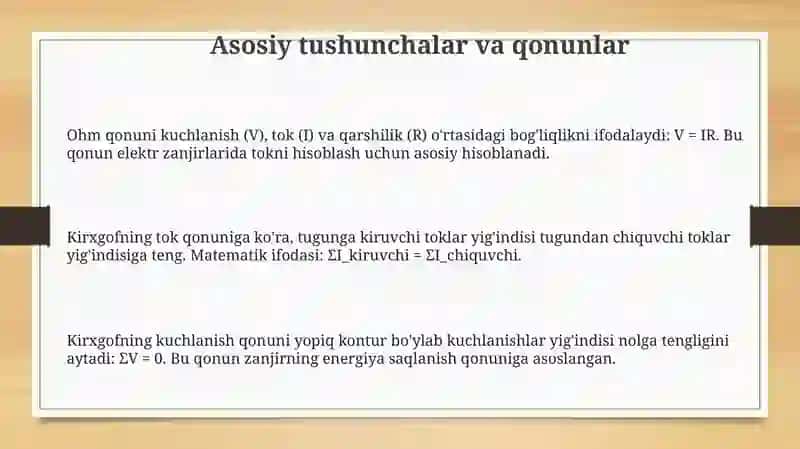 Elektr zanjirlarining asosiy qonunlari 3
