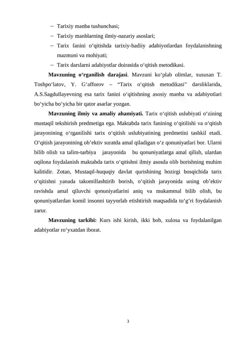 Tarix darslarida tarixiy manba va boshqa adabiyotlardan foydalanish 3