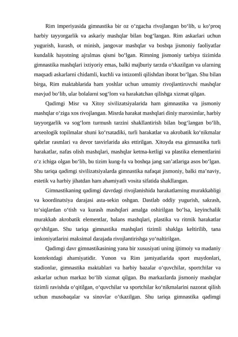 Gimnastikaning rivojlanish bosqichlari 3