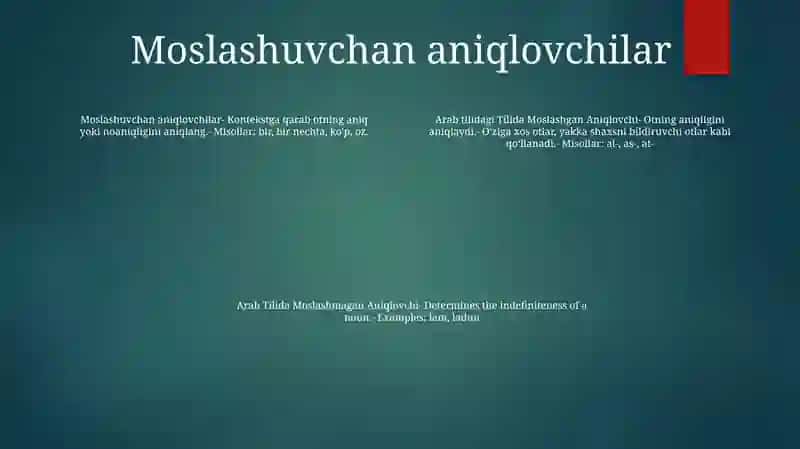 Arab Tilida Moslashgan Aniqlovchi Va Moslashmagan Aniqlovchi 3
