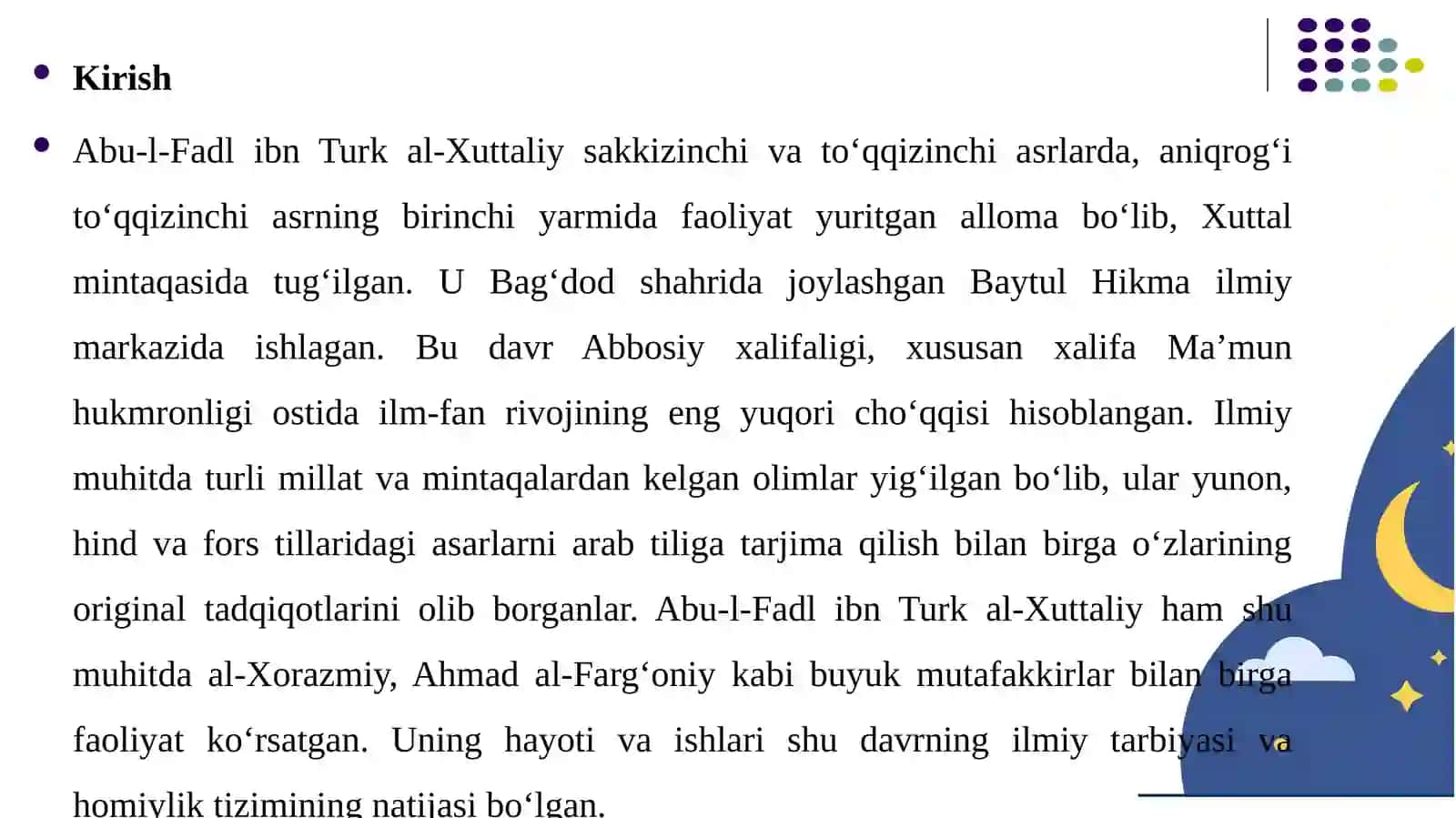 Abu-l-Fadlibn Turk al-Xuttaliy(VIII-IXasrlar) 3