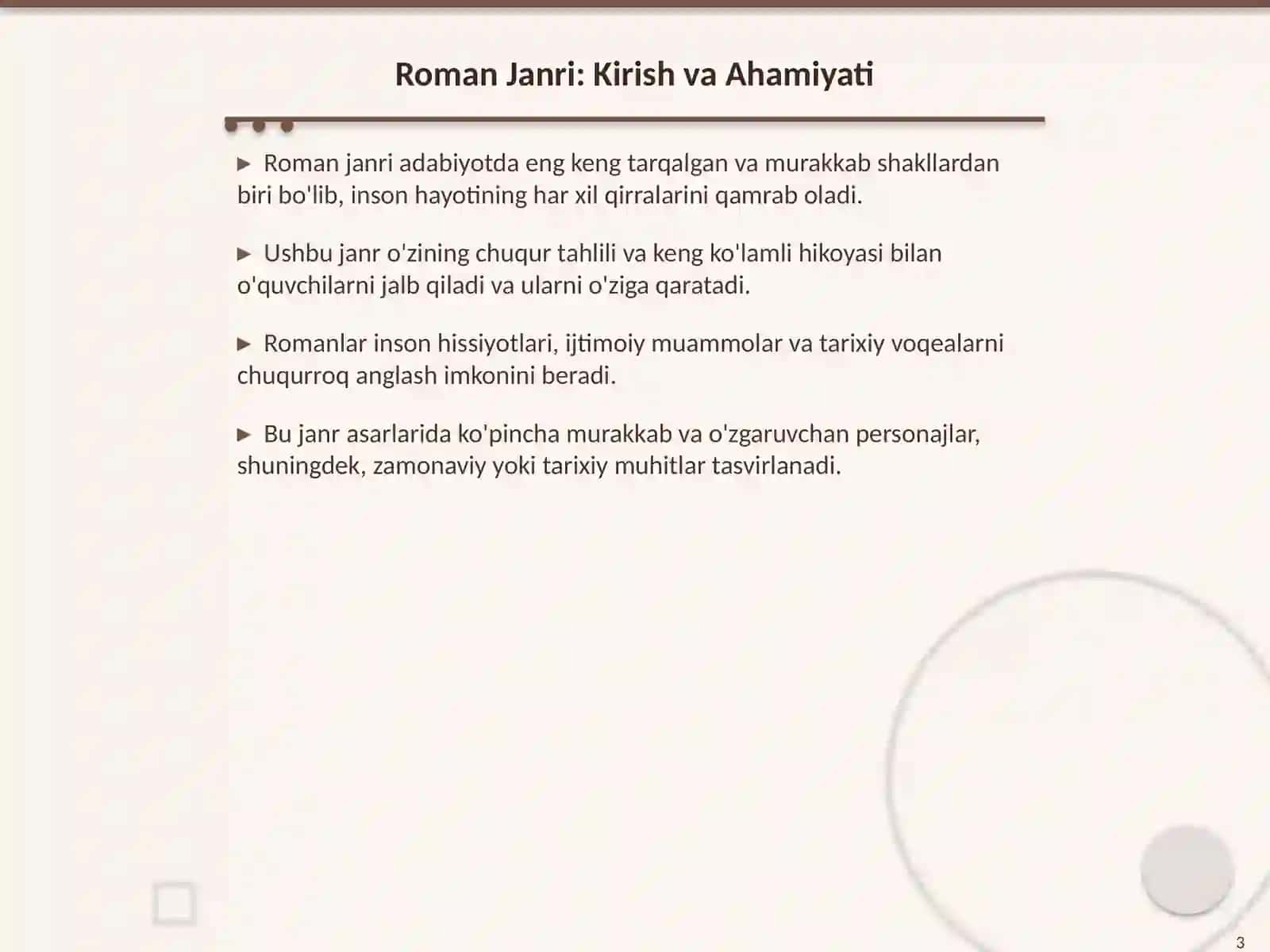 Roman Janri va Uning Tasnifi 3