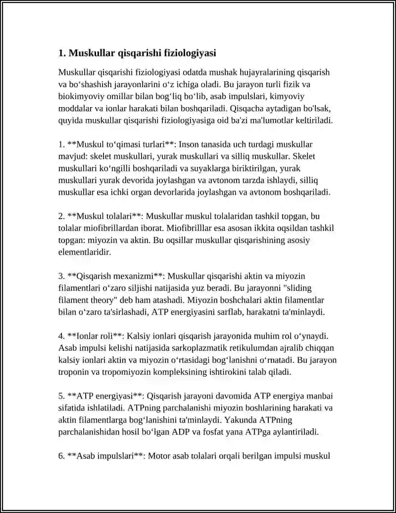 Muskul Qisqarishining Mexanizmi 3