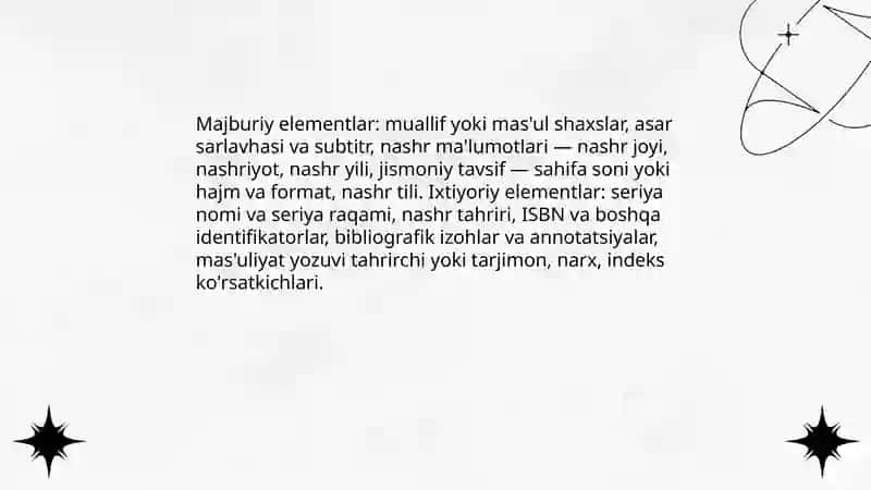 Bibliografik tavsif tuzish qoidalari 3