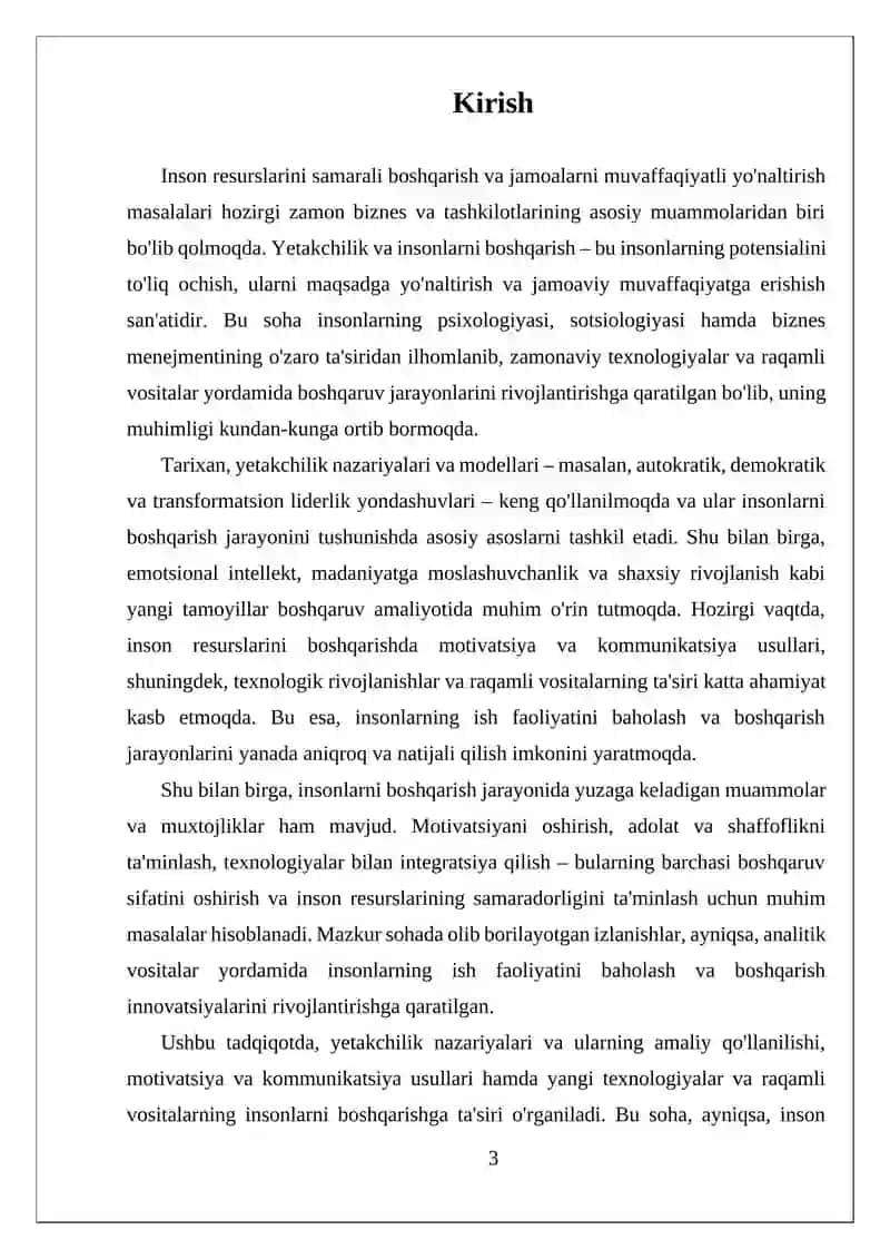 Yetakchilik va insonlarni boshqarish 3