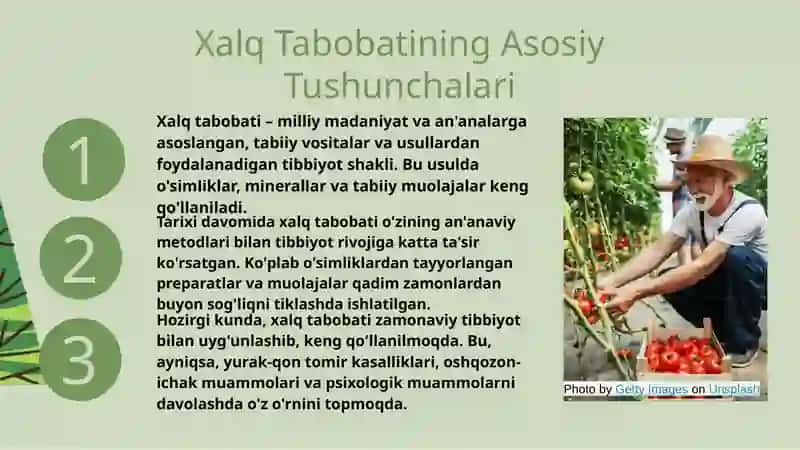 Zamonaviy tibbiyotda xalq tabobatining oʻrni. 3