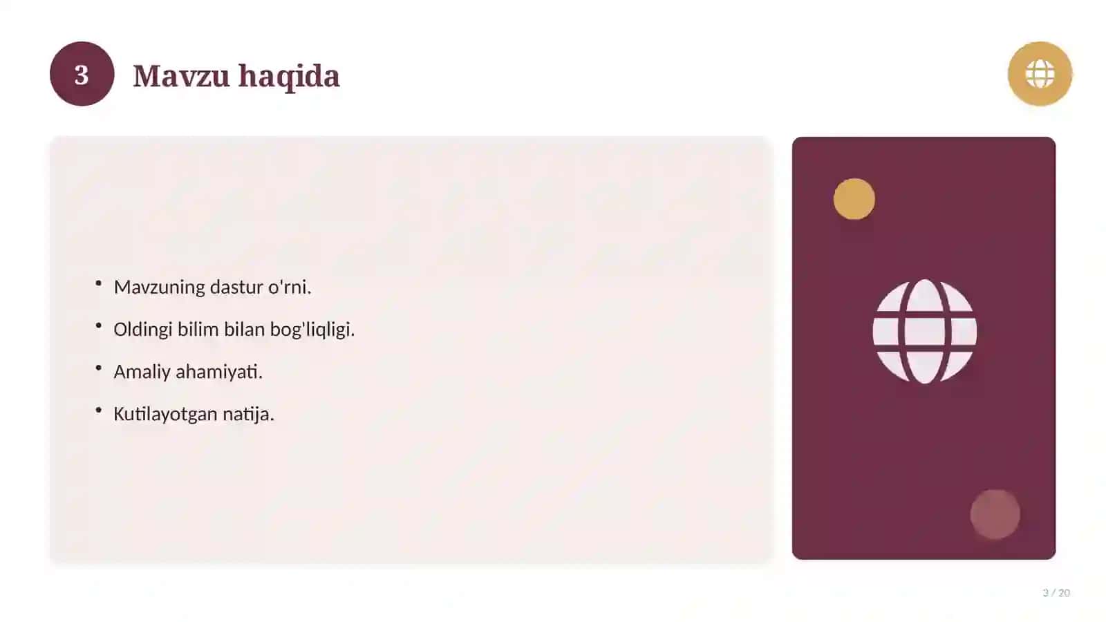 Biologiya fanidan 11-sinf uchun ochiq dars ishlanmasi 3