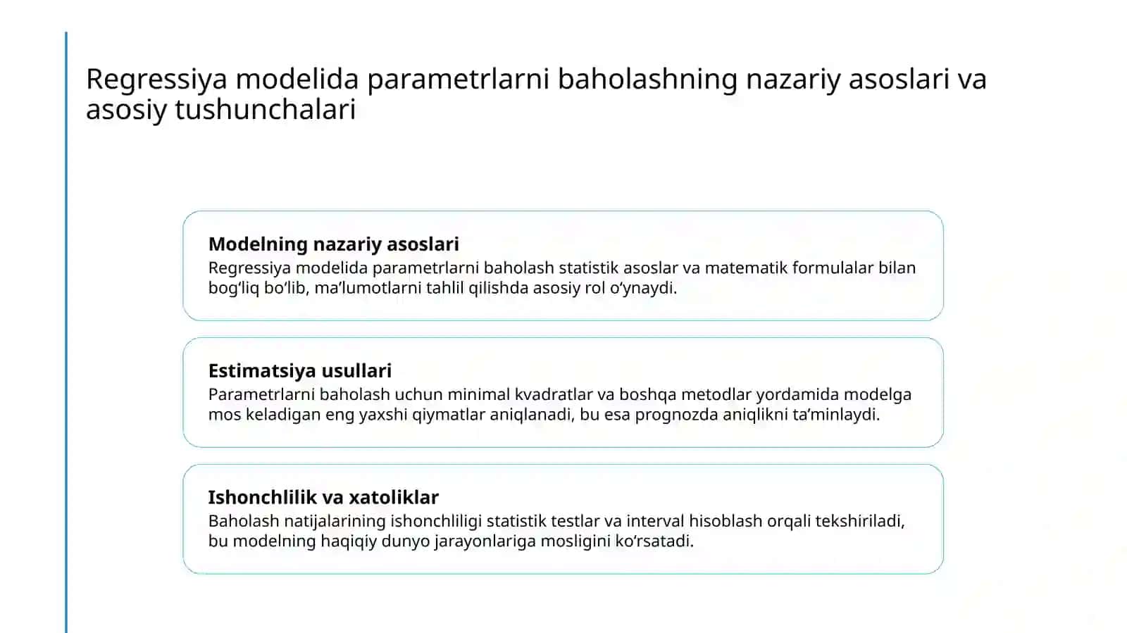 Regressiya tenglamasida parametrlarni baxolash usullari 3